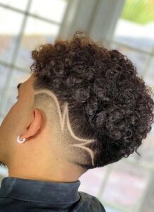 Short Curls with Line Design Haircut